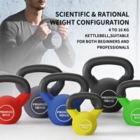 Kettlebell de musculation à domicile en fonte grise de 12 kg avec revêtement en néoprène