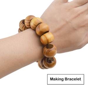 Perles en bois, 100 pièces de 20mm de diamètre, amples et rondes, perles d'espacement avec grand trou (10mm), perles artisanales en bois avec beau Grain pour DI - Product Image 6