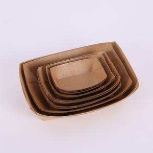 Premium çevre dostu yağa dayanıklı özel tek kullanımlık Kraft kağıt tekne tepsileri kızarmış tavuk ve <span class=keywords><strong>Hot</strong></span> <span class=keywords><strong>Dog</strong></span> için hizmet - Product Image 4