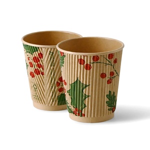 Manchons en carton ronds adaptés aux tasses à café de 12/16/20 oz 500 ml, gobelets en papier jetables anti-brûlure en kraft - Product Image 1