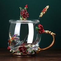 Ensemble de tasses en verre émaillé - Luxe léger - Résistant à la chaleur - Cadeau pour femme pour le café, le thé et le petit-déjeuner