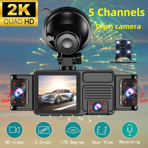 Cámara <span class=keywords><strong>para</strong></span> Vehículo 2K <span class=keywords><strong>de</strong></span> 5 Canales, Quad HD 360 °   Cámara <span class=keywords><strong>de</strong></span> Visión Panorámica Delantera, Trasera, Izquierda, Derecha e Interior <span class=keywords><strong>para</strong></span> Automóvil, <span class=keywords><strong>Pantalla</strong></span> <span class=keywords><strong>de</strong></span> 2.0 Pulgadas - Product Image 1