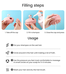 OEM ODM Silicone Shampoo Brush Soft Scalp Massager <b>Hair</b> Scalp <b>Scrubber</b> Deep Cleaning BPA Free Custom Logo - Product Image 6