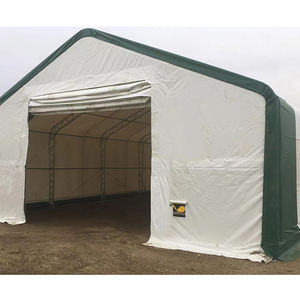 Tente portable à double structure en acier avec couverture en PVC, abri de stockage extérieur imperméable, garage métallique pour véhicules et équipements - Product Image 1