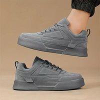 Baskets en daim pour hommes à semelle épaisse, à lacets, chaussures décontractées, plateforme, mode minimaliste