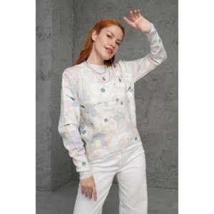 Suéteres de Punto con Estampado Digital al por Mayor para Mujer, Casuales, Manga Larga, Anti-Pilling, Color Beige - Product Image 4