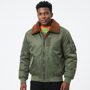 Men's Winter Bomber <b>Jacket</b> Quilted Flight Coat <b>Sherpa</b> <b>Lined</b> Full Zip Pilot <b>Jacket</b> with Pockets Outdoor Wear - Product Image 2