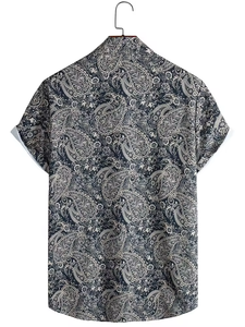 Nuevo verano con botones sin arrugas Casual manga corta bolsillo tela elástica Tropical hombres vacaciones camisa hawaiana camisa de playa - Product Image 6
