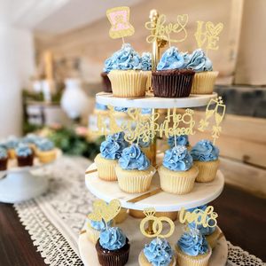 Decorazioni per Cupcake 'He Asked She Said Yes' con Glitter, Anello di Diamanti, Cuore, Amore, 'I Do' per Feste di Matrimonio - Product Image 5