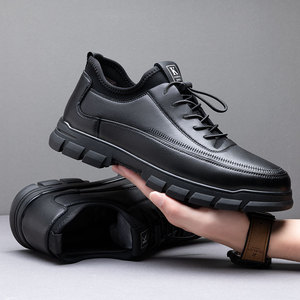 Zapatos populares para hombres, zapatos <span class=keywords><strong>de</strong></span> cuero casuales versátiles <span class=keywords><strong>de</strong></span> Parte superior baja, estilo deportivo duradero, suela gruesa adecuada para el trabajo diario y <span class=keywords><strong>o</strong></span> - Product Image 5