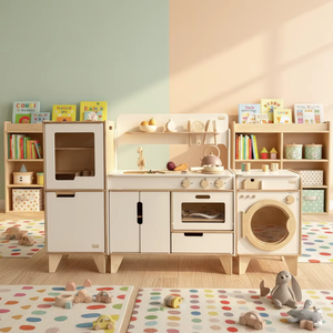 Ensemble de cuisine de simulation pour enfants, réfrigérateur, machine à laver, jouet en bois unisexe de style nordique, pour les enfants de 5 à 7 ans - Product Image 2
