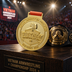 Medaglia Personalizzata per Braccio <span class=keywords><strong>di</strong></span> Ferro, Rotonda in Lega <span class=keywords><strong>di</strong></span> Zinco, Premio Placcato Oro per Tornei Sportivi, Souvenir per Finitori dell'<span class=keywords><strong>Associazione</strong></span> Vietnamita, OEM - Product Image 3