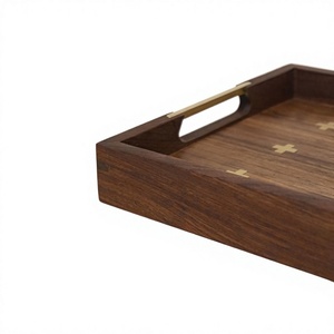 Durable Elegant Deluxe Eco-Friendly Handmade Decorative Polished Wooden Serving <b>Tray</b> <b>Large</b> Rectangular Custom Size Dishwasher - Product Image 5