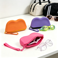Étui à lunettes en silicone portable, étanche, pour lunettes de natation, sac de rangement, trousse de maquillage avec sangle de transport