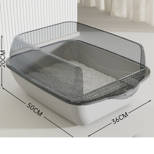 Extra-Large Semi-Enclosed Jumbo <b>Cat</b> Litter <b>Box</b> - High-Rim Splash-Proof Open <b>Cat</b> Toilet - Product Image 2