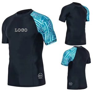 Custom Short Sleeve Rash Guard <strong>Swim</strong> <strong>Shirt</strong> <strong>Mens</strong> Surf <strong>T</strong> <strong>Shirt</strong> Anti-UV Breathable High Stretch Sports Jersey <strong>Shirt</strong> Wholesale - Product Image 1