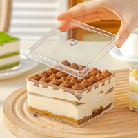 Boîte à gâteau au lait de soja en plastique PS de qualité supérieure, boîte carrée transparente pour pudding, dessert, conteneur personnalisé avec logo