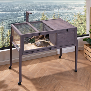 กรงสัตว์เล็กพร้อมขาตั้ง ขายดีจากโรงงาน ที่อยู่อาศัยสำหรับกิ้งก่า บ้านเต่า ตู้เลี้ยงเต่าแบบมีล้อพร้อมขาตั้งไฟ - Product Image 2