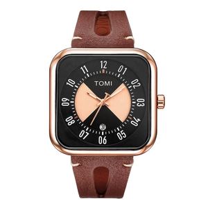Reloj de Pulsera TOMI T094 para Hombre, Movimiento de Cuarzo, Diseño Simple, Forma Cuadrada de Lujo, Fecha Automática, Correa de Cuero, Gran Venta - Product Image 6