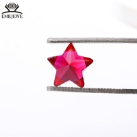 EMEJEWE Pierre de rubis synthétique de laboratoire certifiée par un tiers, taille étoile, couleur rouge, effet de jeu de couleurs/feu, pour bijoux personnalisés