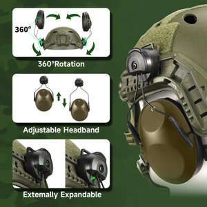 Orejera antiruido V10, protectores auditivos tácticos de caza, protección auditiva insonorizada para tiro, ajuste para casco FAST/ACH/MICH - Product Image 5