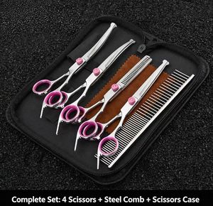 Tijeras de peluquería para mascotas con mango dividido, set de tijeras curvas para recortar el pelo de perros y gatos, herramientas para el cuidado de mascotas - Product Image 5