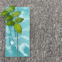 Carrelage mural de salle de bain en céramique bleu brillant à grain en relief, 75*300, pour salle de bain, crédence de cuisine