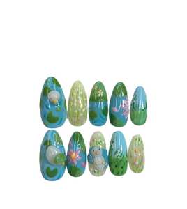 2025 nuevas <span class=keywords><strong>uñas</strong></span> de prensa francesas hechas a mano personalizadas 3D diseñador flor fresa almendra moda mujer manicura Decoración - Product Image 2