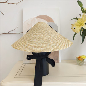 Sombrero de Paja de Trigo con Forma de Pirámide <span class=keywords><strong>para</strong></span> <span class=keywords><strong>Mujer</strong></span>, Estilo Pasarela, Ala Ancha, Sombrero Flexible de Paja, Visera <span class=keywords><strong>para</strong></span> el Sol de Verano, Playa, <span class=keywords><strong>Lluvia</strong></span> - Product Image 5