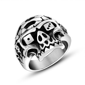 Skull <b>Titanium</b> Steel <b>Ring</b> Unisex Fashion Punk Jewelry Party Accessory SA445 - Product Image 1