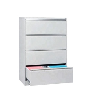 Armoire de classement moderne en acier à 4 tiroirs avec serrure à clé pour bureau et chambre à coucher, rangement en métal gris pour documents - Product Image 4
