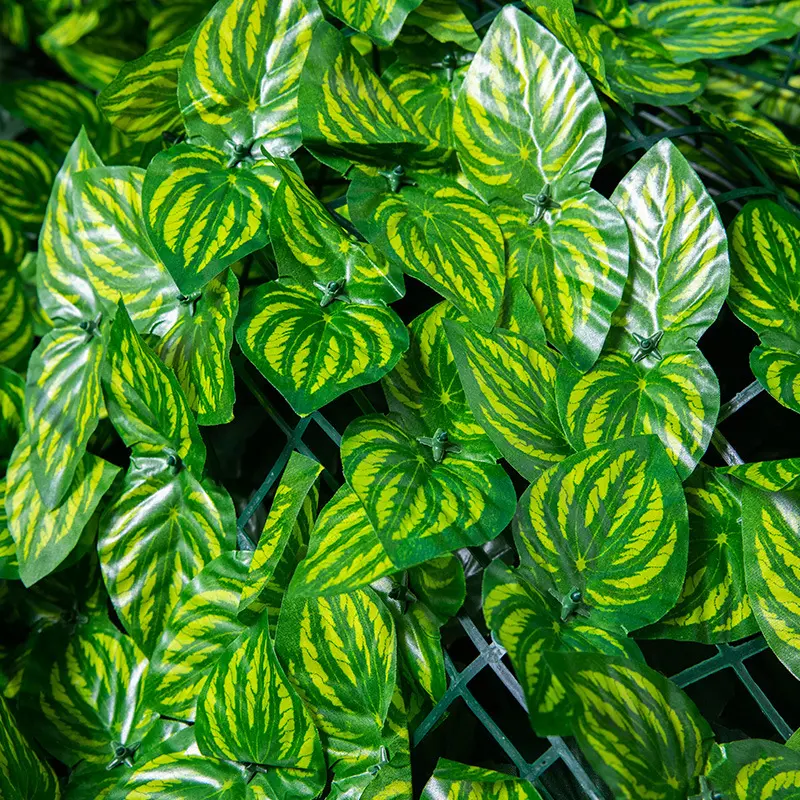 녹색 식물 플라스틱 울타리 인공 잎 벽 뒤뜰 정원 장식 가짜 롤 잎
