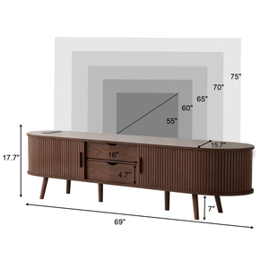 Meuble <span class=keywords><strong>TV</strong></span> pour <span class=keywords><strong>TV</strong></span> Avec porte coulissante Étagères et armoires de rangement jusqu'à <span class=keywords><strong>69</strong></span> pouces - Product Image 2