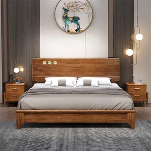 Modern Luxury Solid Wood Headboard Hot Sale Dormitory Bedding Set Queen Size Bedroom Furniture Wooden Beds For Sale