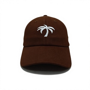 Casquette de baseball brodée en gros, 6 panneaux, marron, haute qualité, profil structuré, visière pré-courbée, pour hommes et femmes - Product Image 1