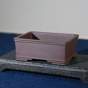 Pot à Bonsaï Rectangulaire Fait Main en Céramique, en Argile Violette, à Cinq Lignes, Style Classique - Product Image 4
