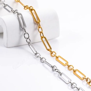 Cadena de eslabones tipo clip de acero inoxidable de 6.5mm de ancho, collar fino para mujeres y hombres, color plata/oro, gargantilla creativa, regalo de joyería - Product Image 3