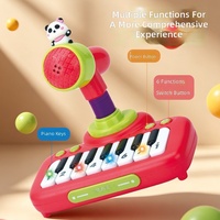 Clavier électronique multifonctionnel interactif pour enfants avec microphone intégré et personnage de dessin animé - Jouet éducatif