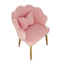 Chaise de maquillage Nordic Petal en velours pivotante avec pieds en métal doré pour salon de manucure, chambre à coucher, maquillage