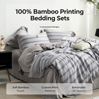 Ensemble de housse de couette personnalisable en bambou 100% biologique, écologique, 300 fils, imprimé moderne, taille King, toutes saisons