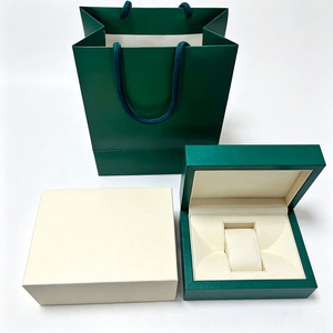 Cajas de Presentación de Relojes de Lujo con Logotipo Personalizado, Caja de Reloj de Cuero Sintético Verde de Marca - Product Image 3