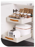 Étagère coulissante rétractable pour armoires de cuisine, avec tiroirs, boîtes de rangement, bacs, égouttoir à vaisselle et étagère à épices