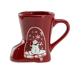 Novelty Christmas Snowman Santa Boot Shaped Ceramic Coffee Mugs