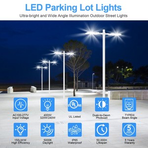 Iluminación LED para Exteriores en Áreas Públicas, Lámpara LED Tipo Shoebox de 400W/320W/240W, 5000K, 100-277VAC, con Fotocélula Integrada, Soporte Tipo A&N - Product Image 3