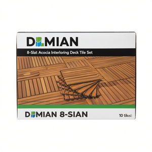 Ensemble de dalles de terrasse en acacia DOMIAN à 8 lattes, 10 dalles, extérieur, moderne, carré, brossé, imperméable - Product Image 1