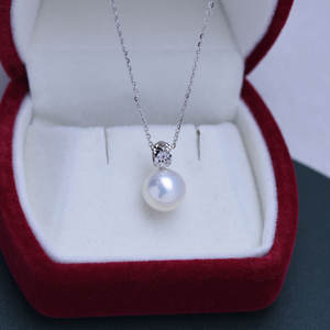 Wholesale 9-10mm Freshwater Round <b>Pearl</b> Pendant <b>Necklace</b> Strong Light Delicate S925 <b>Silver</b> with Openable Feature - Product Image 4