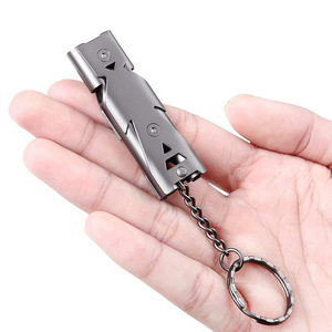 Silbato de Emergencia Deportivo de Doble Tubo, Silbatos de Seguridad de Acero Inoxidable con Llavero para Actividades al Aire Libre, Navegación, Camping y Caza - Product Image 4