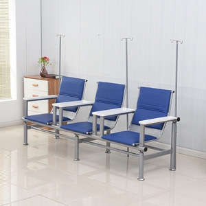 Silla de infusión médica Euro SYY-007 de acero inoxidable con doble asiento y pasamanos para sala de espera de pacientes externos de hospital - Product Image 2