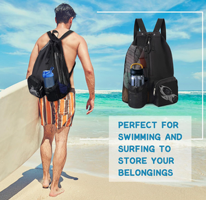 Borse con Coulisse in Poliestere Personalizzate all'Ingrosso, Borse da Spiaggia Leggere in Rete, Zaini Impermeabili con Coulisse per Campeggio e Attività all'Aperto - Product Image 6