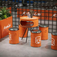 Meubles de bar personnalisables Tables de rangement en métal Table baril en cuir industriel Ensemble de chaises